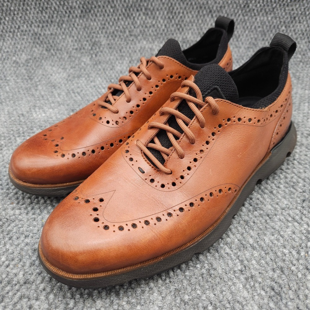 Cole Haan (Men's 10) 4.Zerogrand Wingtip Oxford British Tan Leather Brogue Shoes